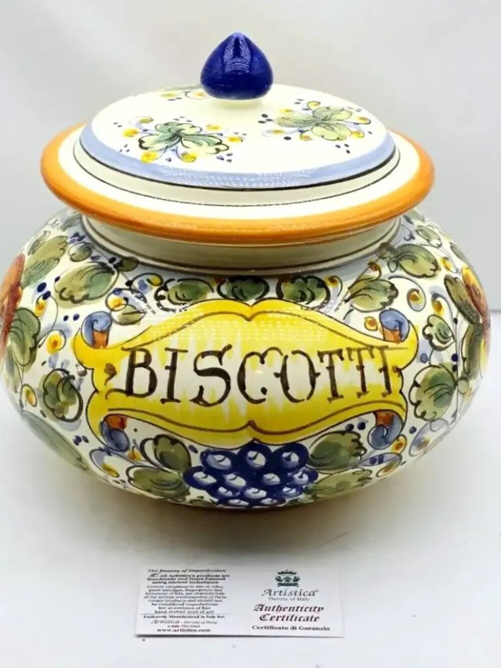 Hand-Painted Yellow Biscotti Jar